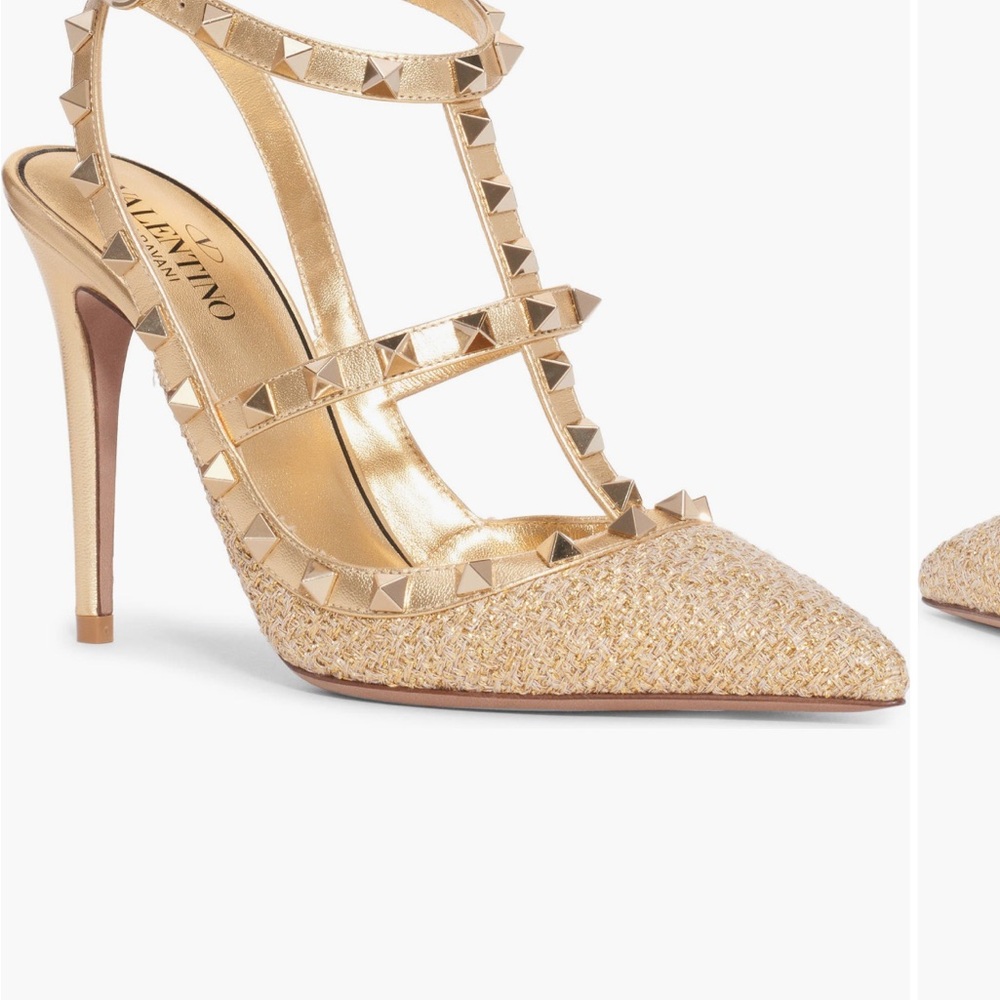 Valentino Metallic Gold Studded Heels